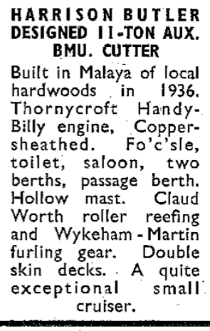 Yachting Monthly Advert for Mat Ali, Nov 1947